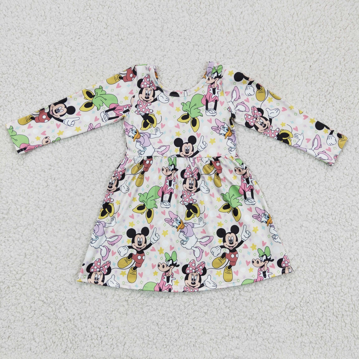 promotion GLD0158 RTS cartoon mouse long sleeve girl dress 1121