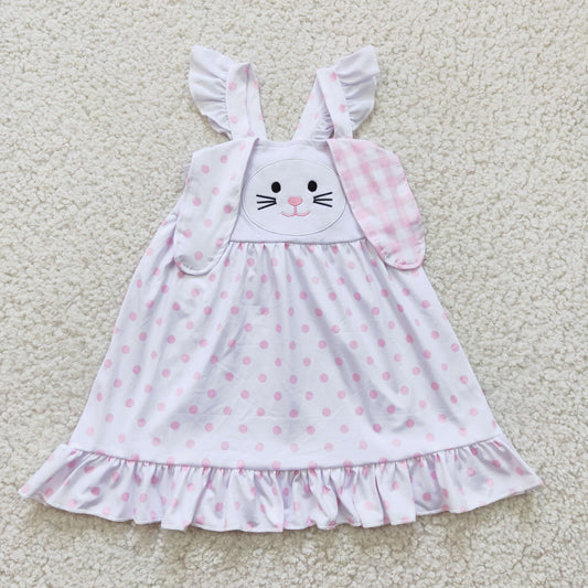 GLD0173 Easter Rabbit embroidery cotton ears short sleeve girl summer dress 1219 RTS