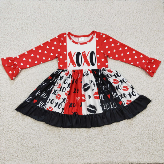 GLD0174 valentine red tunic love long sleeves girl dress 20230106 RTS