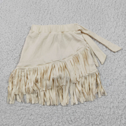 GLK0006 Flannelette western white girl skirt fringe tassel RTS 1224