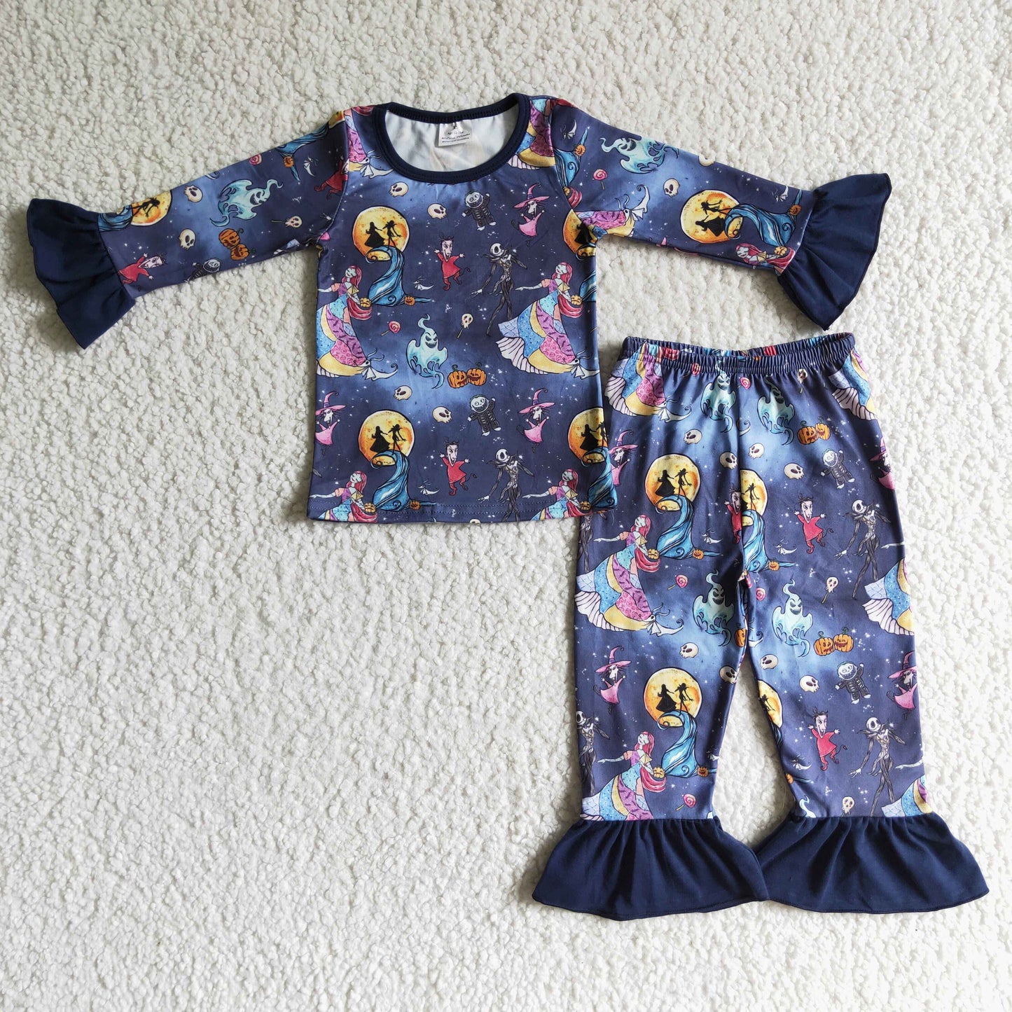 princess halloween long sleeve orange moon pants girl outfit pajamas 0829 RTS