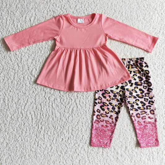 promotion GLP0108 leopard pink long legging girl outfit RTS 0919