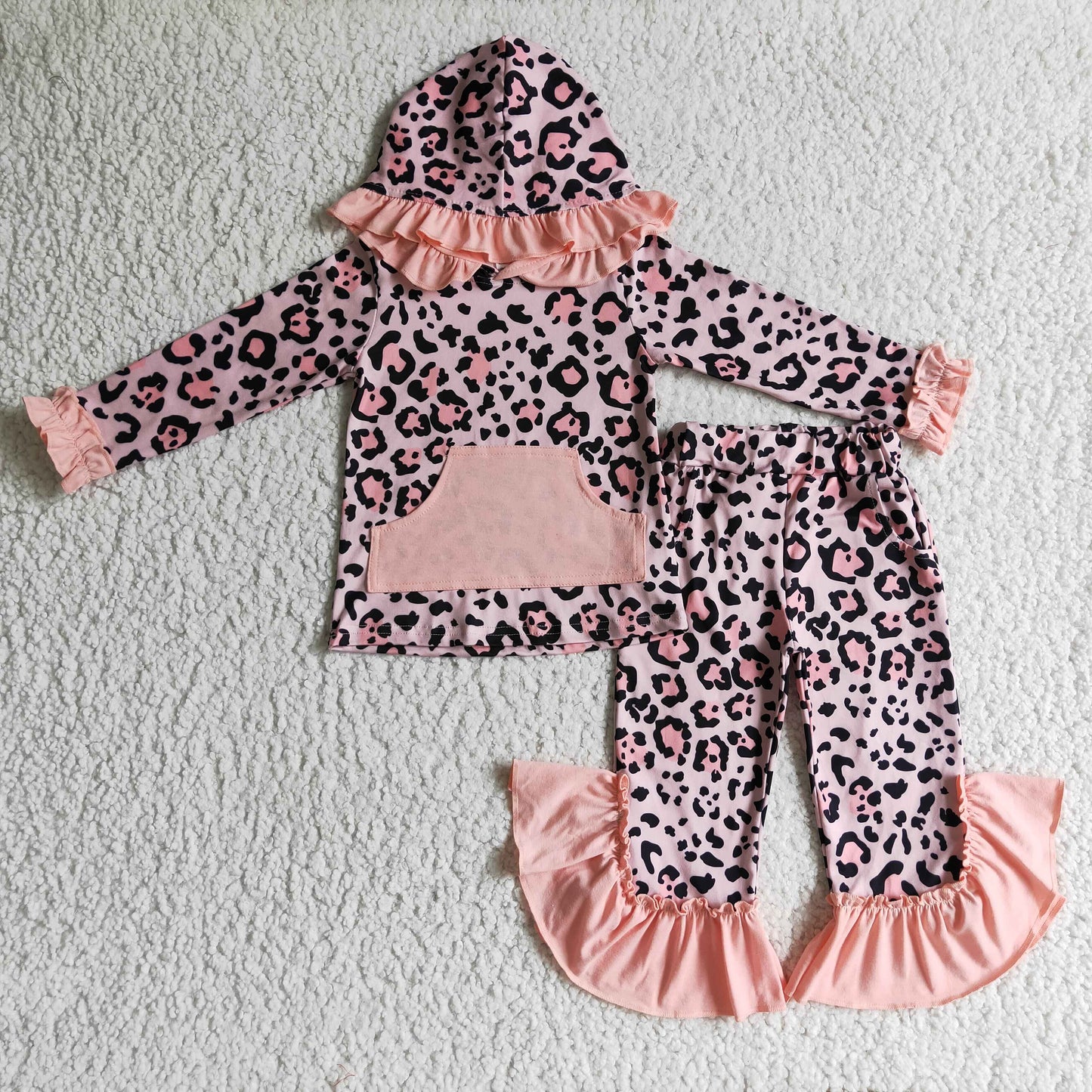 GLP0254 RTS 1006 long sleeve pink leopard hoodie girl outfit