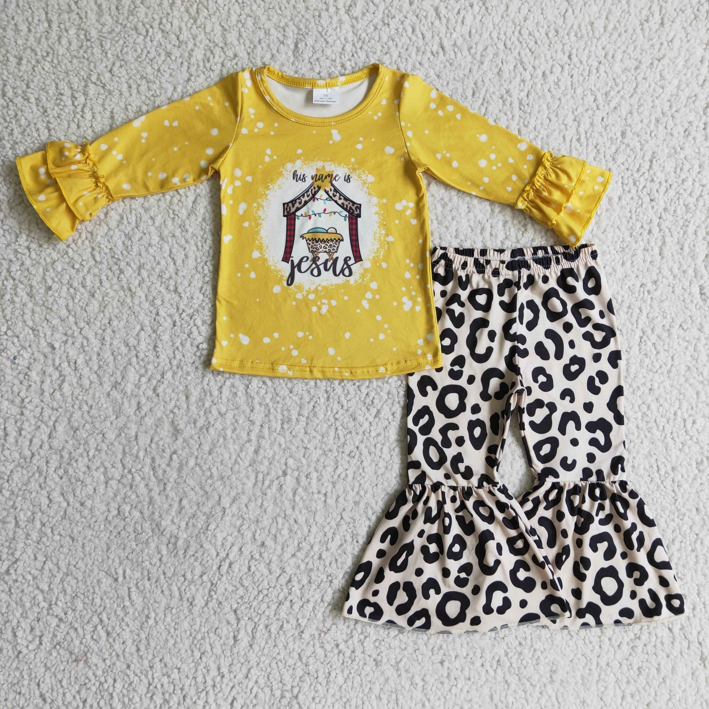 GLP0274 YELLOW jesus long sleeve leopard girl outfit 1112 RTS