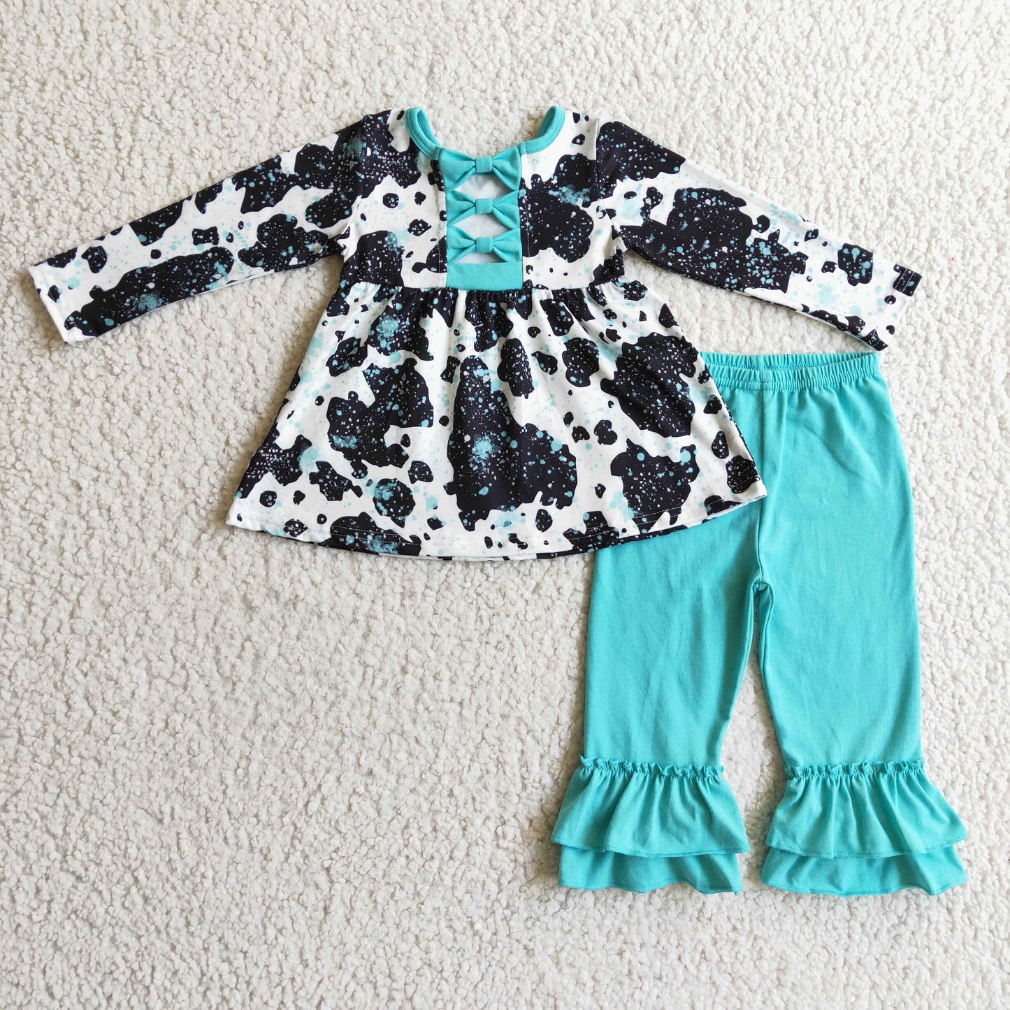 GLP0305  bow cow long sleeve girl outfit 1108 RTS