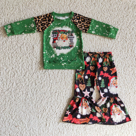 promotion GLP0321 long sleeve Christmas Santa green girl outfit 1110 RTS