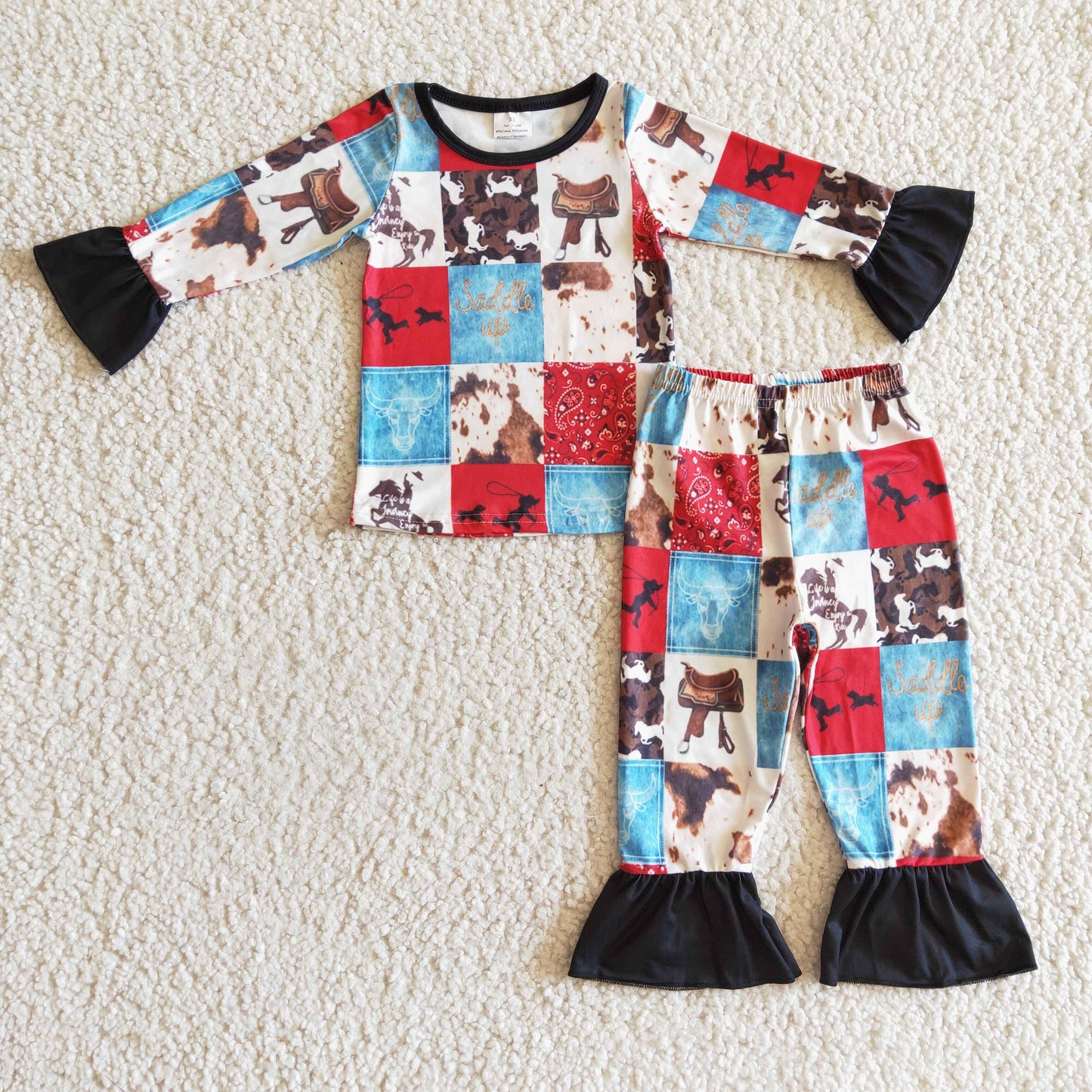 GLP0339 hunting horse long sleeve boy pajamas outfit 1118 RTS