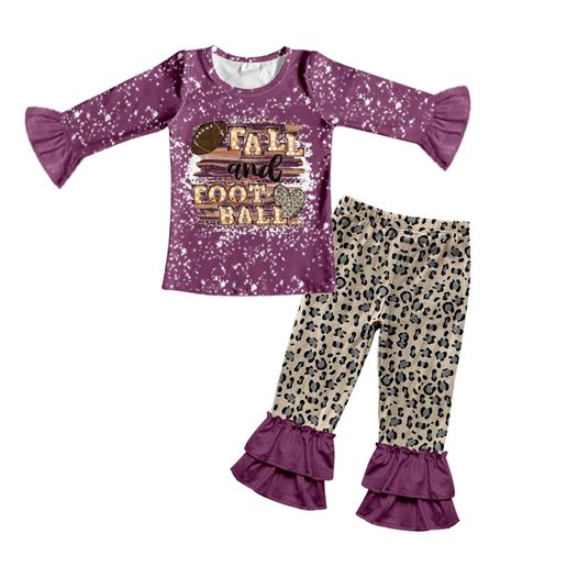 1007 preorder fall football leopard long sleeve girl outfit