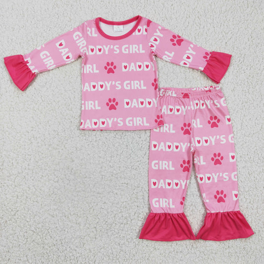 GLP0352 RTS dad mama pajamas daddy's girl long sleeve girl outfit pajamas 1121