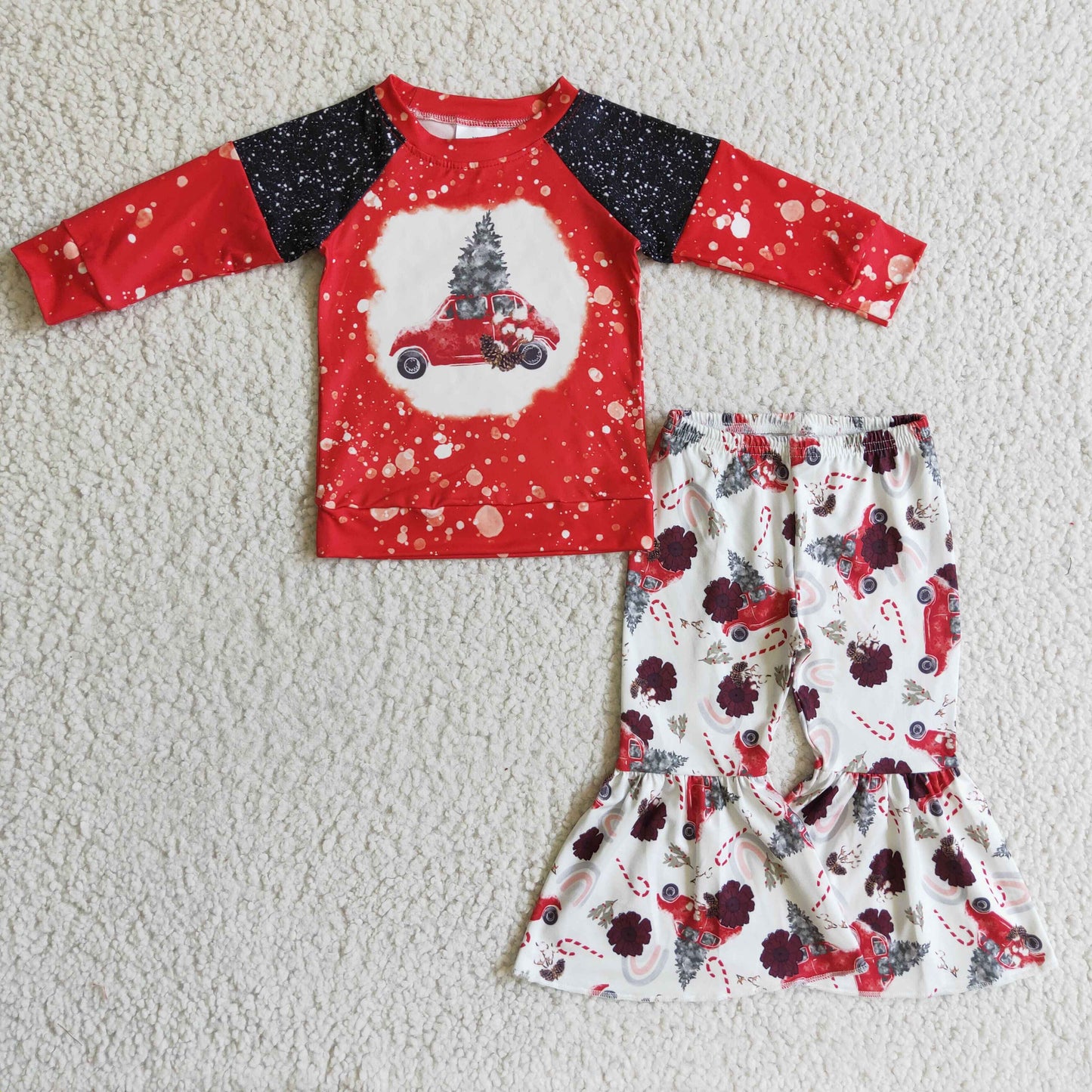 GLP0355 christmas santa tree car long sleeve girl outfit RTS 1117