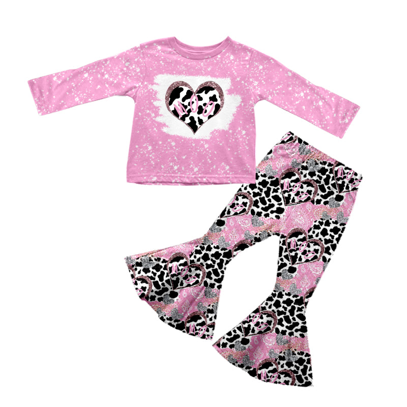 1013 preorder cow moo valentine long sleeve girl outfit set