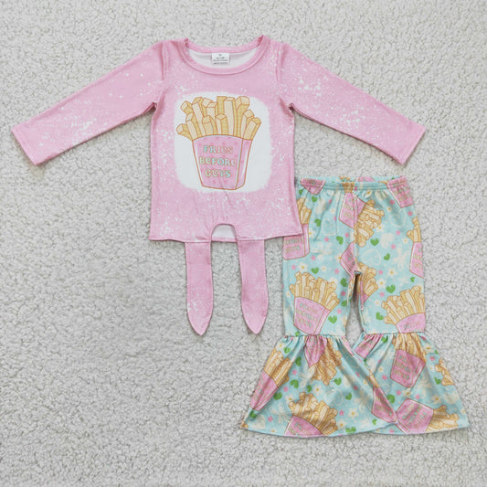 GLP0373 long sleeve fire chips pink girl outfit 1219 RTS