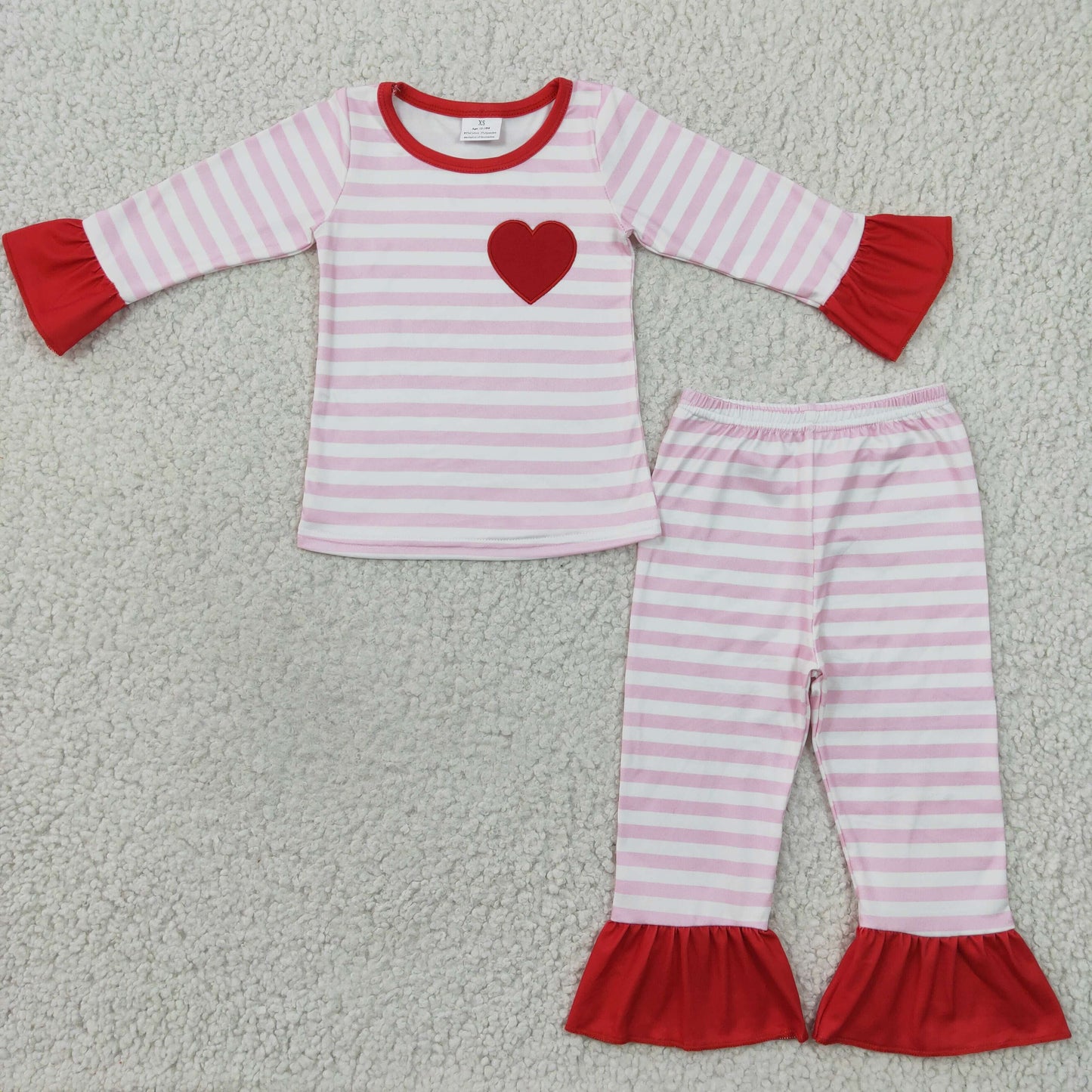 GLP0383 Red Love long sleeve Embroidery girl pajamas 1221 RTS