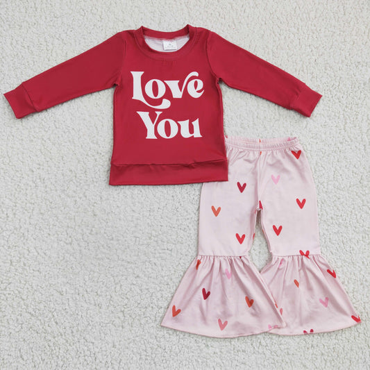 GLP0397 red long sleeve love you valentine girl outfit 20230107 RTS