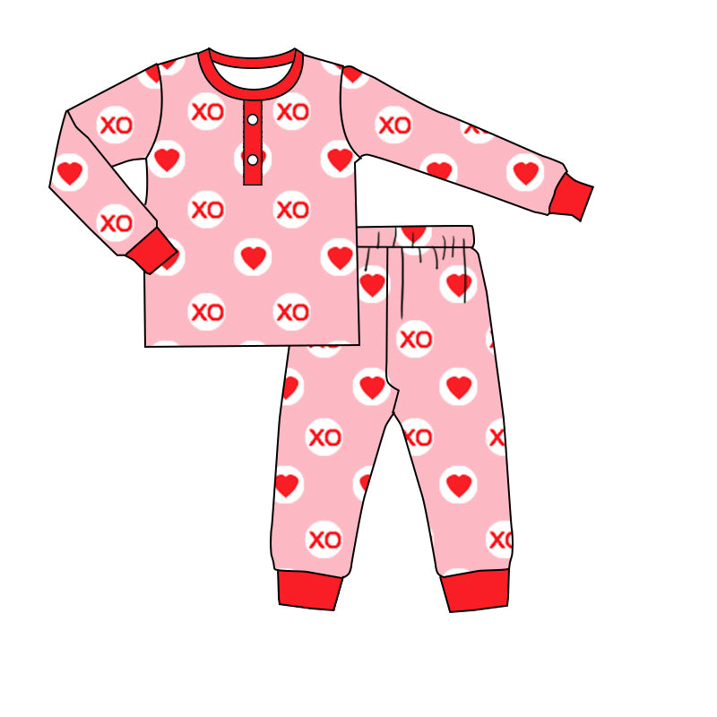 GLP0405 preorder short sleeve love valentine girl pajamas outfit 1206