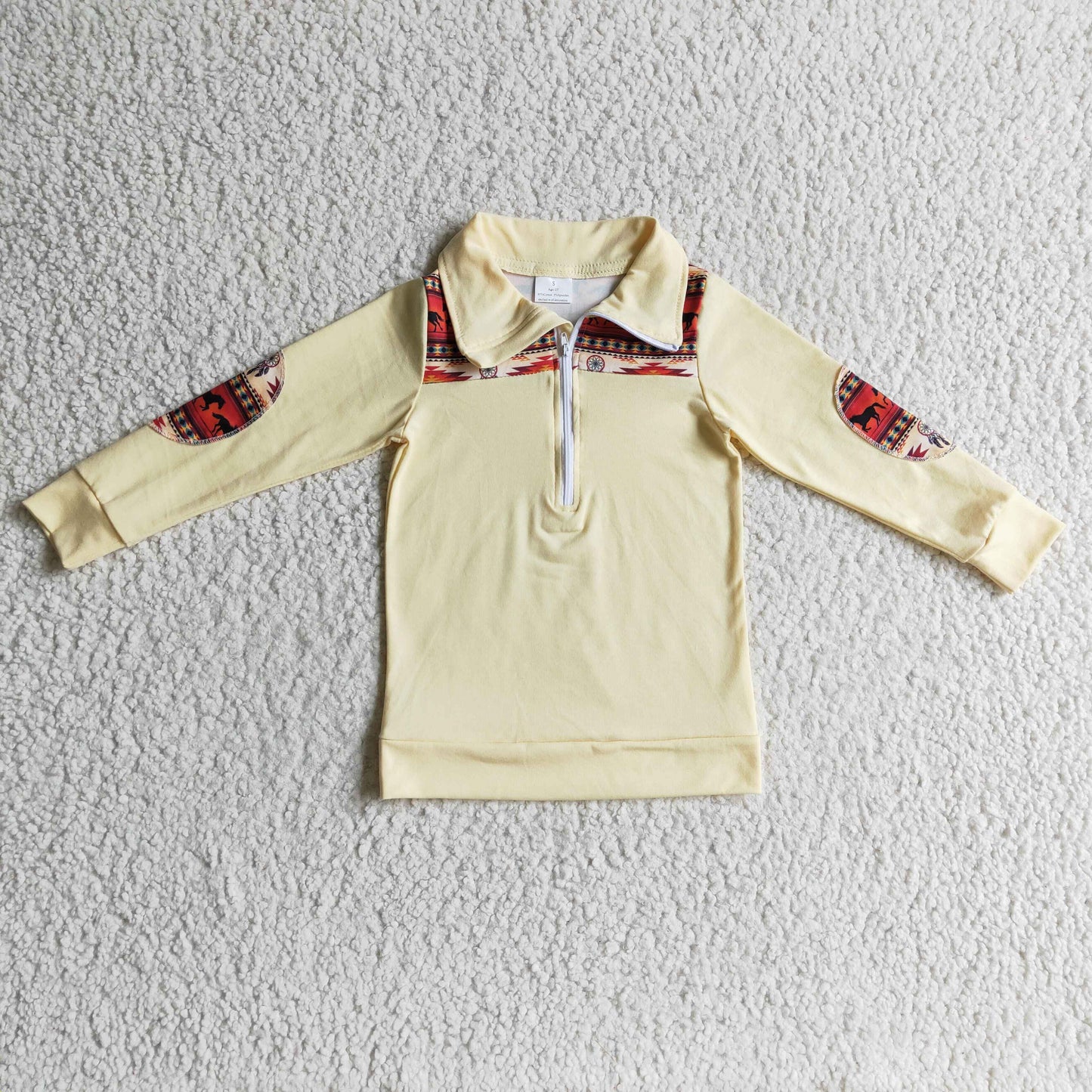 BT0079 yellow zipper girl boy long sleeve coat pullover top 1103 RTS
