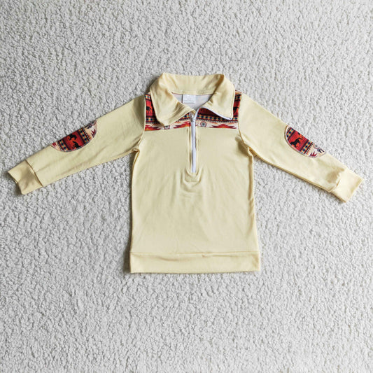 BT0079 yellow zipper girl boy long sleeve coat pullover top 1103 RTS