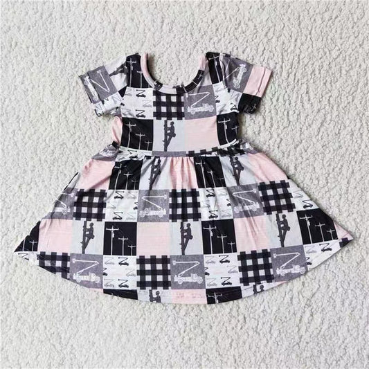 preorder pink lineman short sleeve girl dress 0614