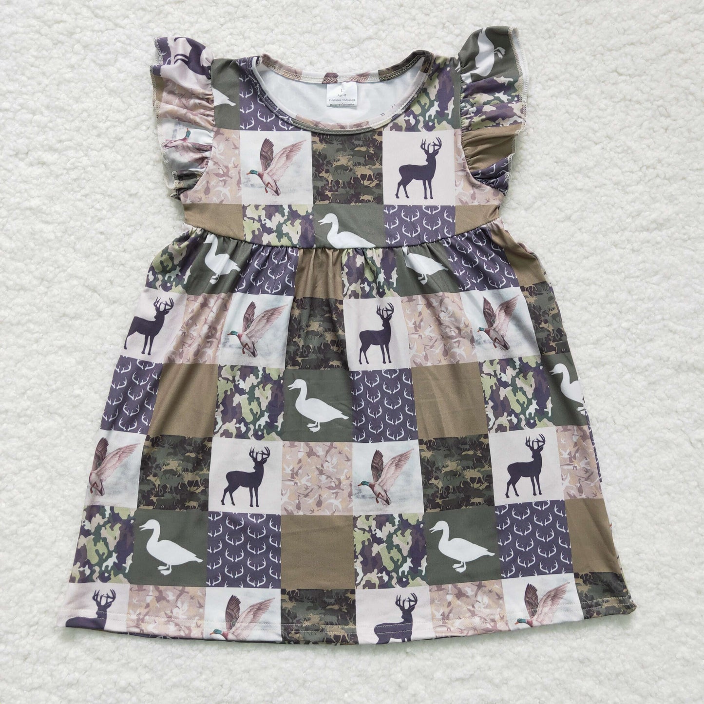 promotion GSD0152 animal duck deer Short sleeve girl dress RTS