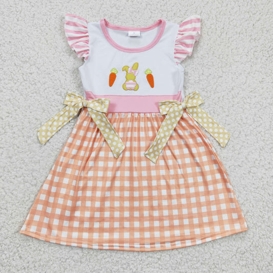 GSD0163 Embroidery short sleeve rabbit Easter girl dress 1229 RTS