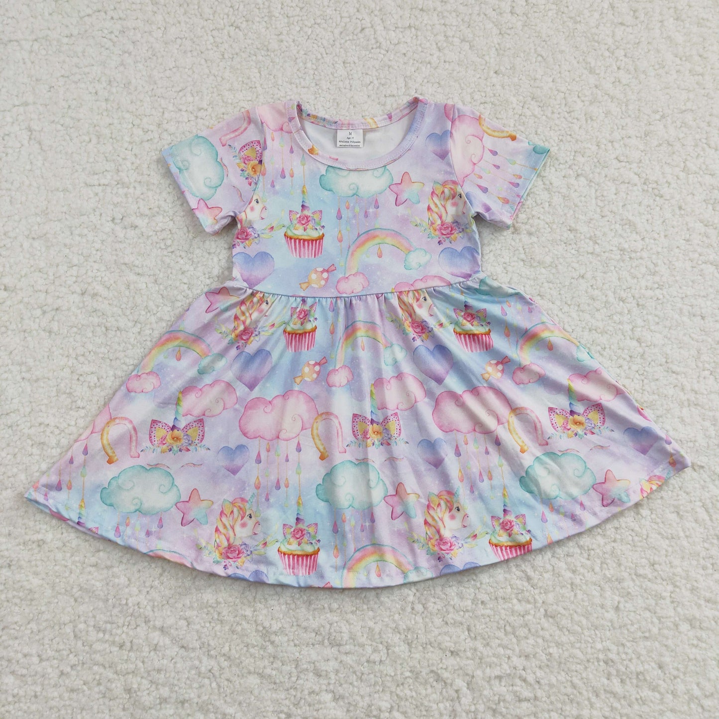 promotion GSD0166 unicorn short sleeve girl dress 20205 RTS