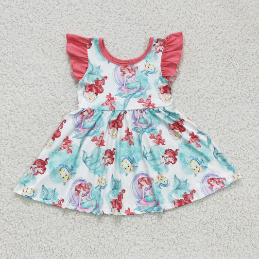 GSD0173 short sleeve cartoon mermaid girl dress RTS 20230308