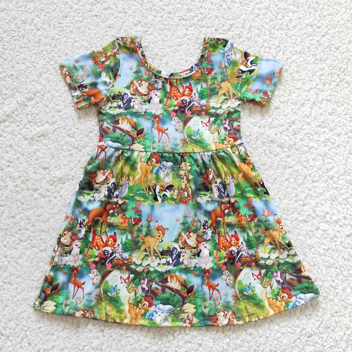 promotion GSD0179 short sleeve cartoon rabbit deer girl dress preorder 202405 RTS