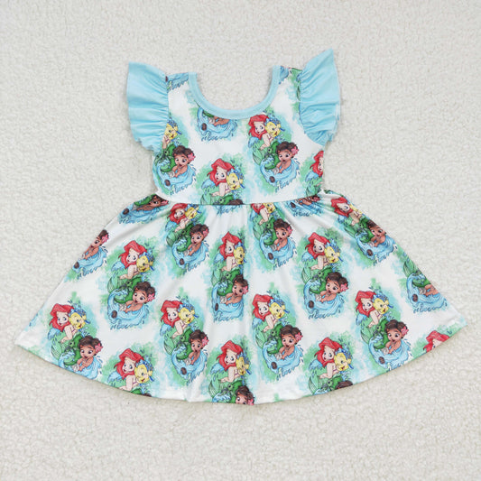 GSD0209 mermaid western puffy short sleeve girl dress 27 RTS