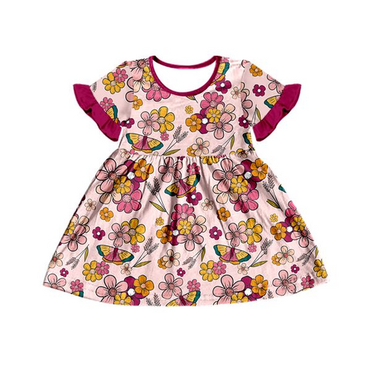 GSD0215 flower spring short sleeve girl dress 1212 preorder