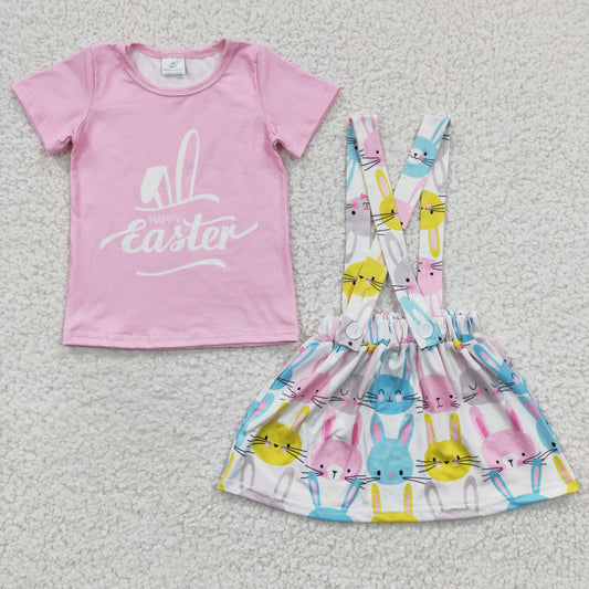 GSD0236 Easter rabbit long sleeve suspender overall skirt girl outfit 20230215 RTS