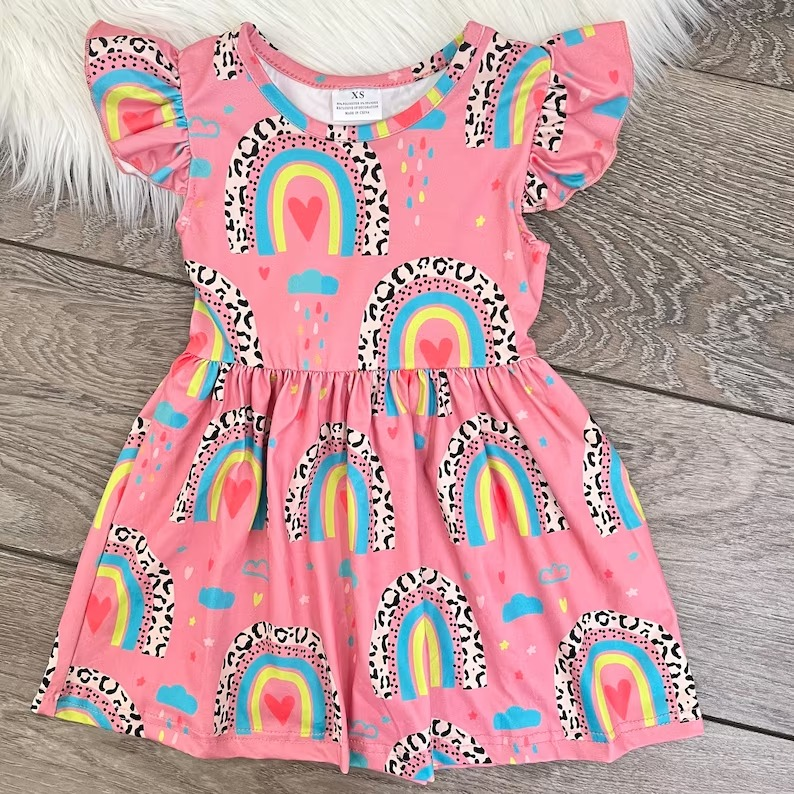 GSD0248 short sleeve love rainbow girl dress 20230306 RTS