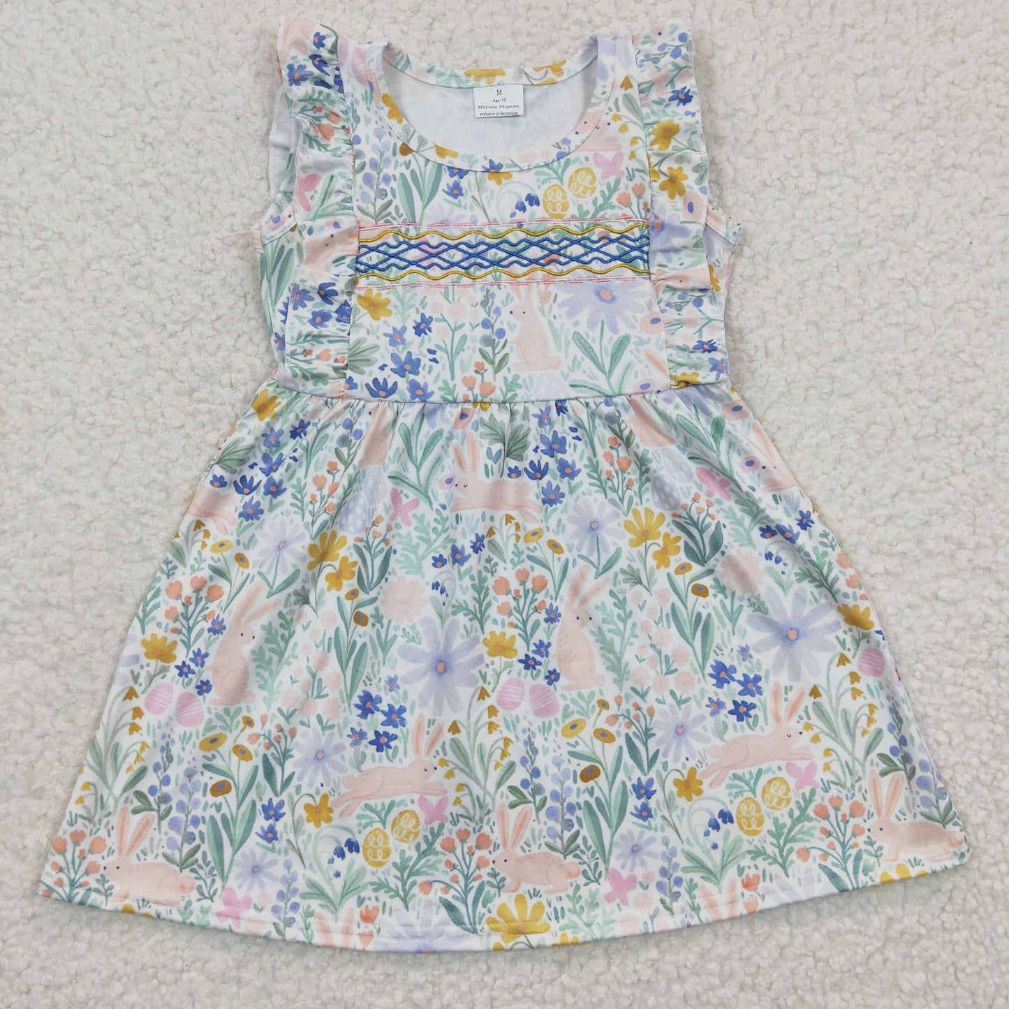 GSD0272  embroidery western Easter flower short sleeve girl dress 20230309 RTS