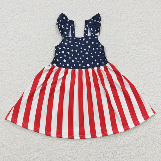 GSD0289 July 4th American National Day puffy short sleeves girl dress 20230331 RTS