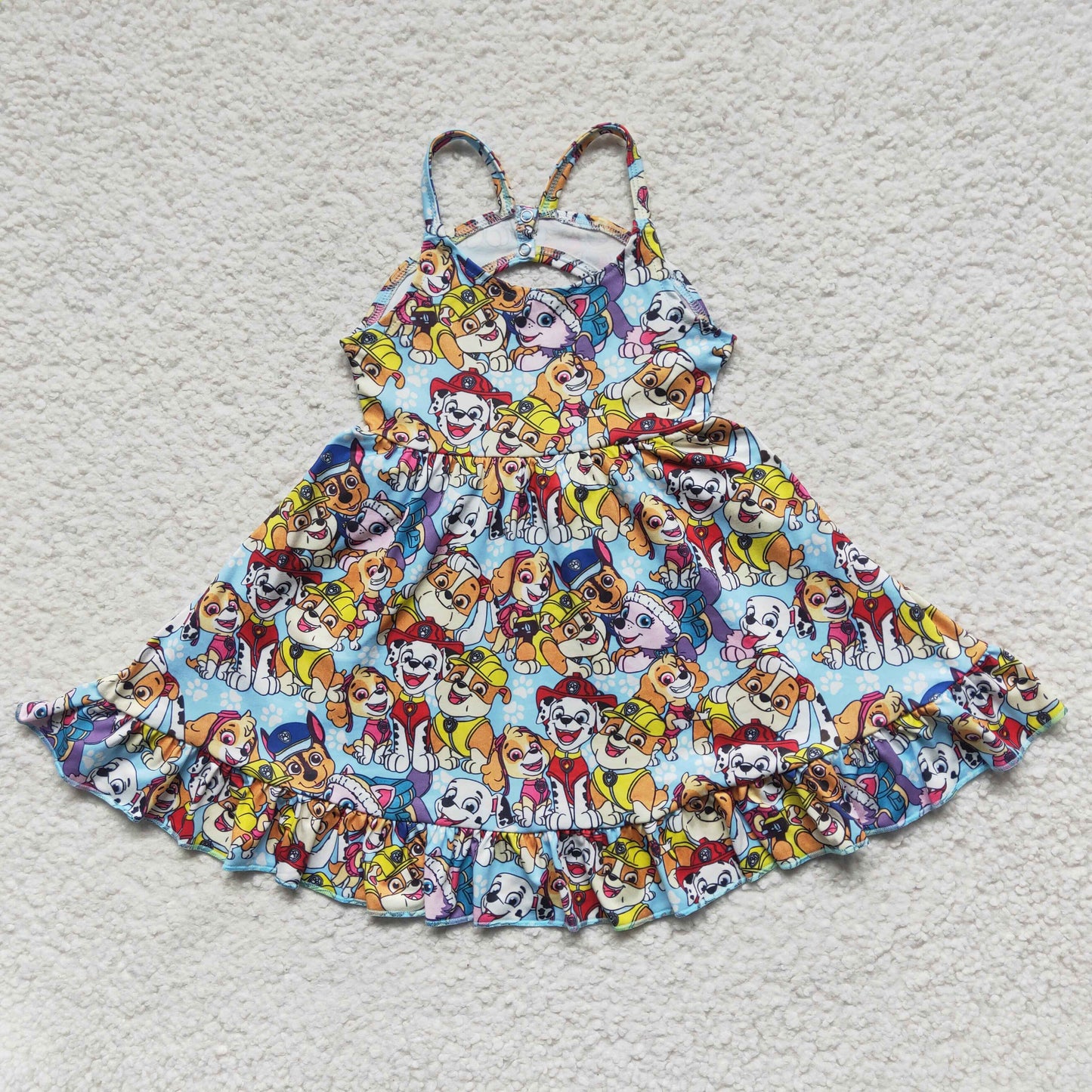 GSD0291 girl princess cartoon dog short sleeves girl dress 20230330 RTS