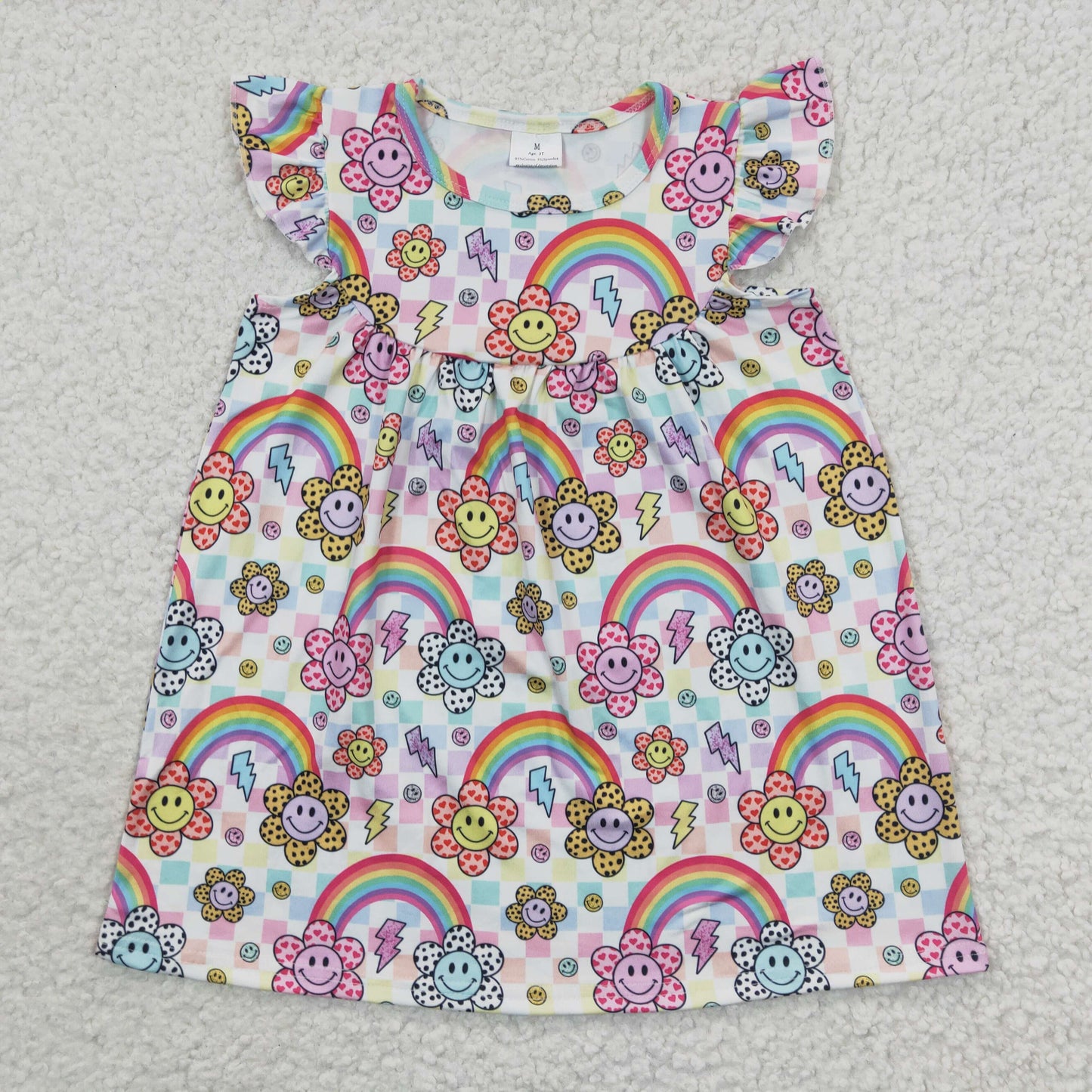 GSD0324 sun smile rainbow short sleeves girl dress 20230329 RTS