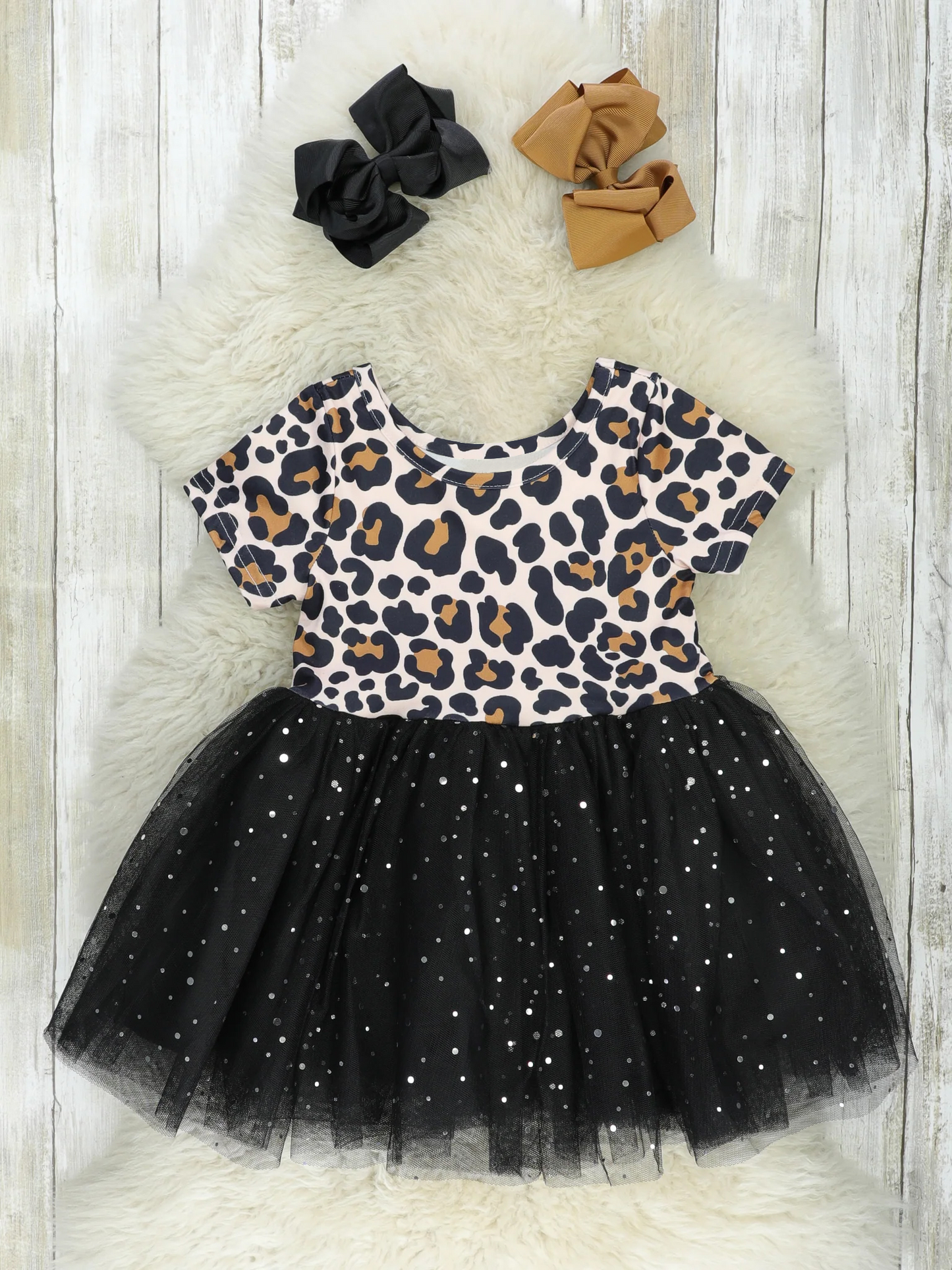 GSD0329  leopard black tulle cartoon girl dress 20230515 RTS