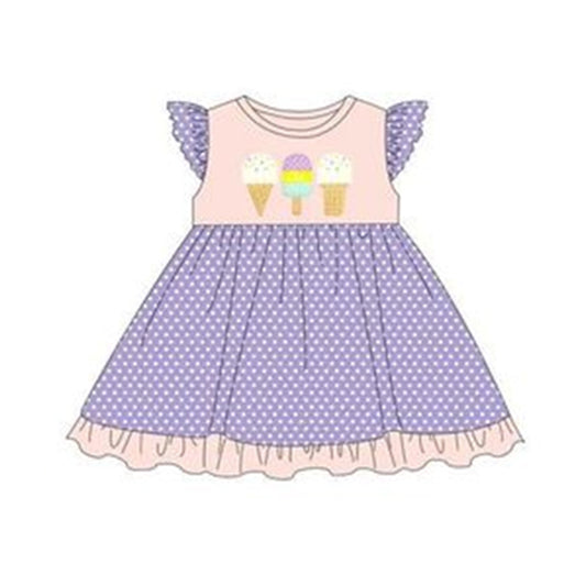 GSD0358 tulle puffy short sleeve ice purple popsicle girl dress 20230407 preorder