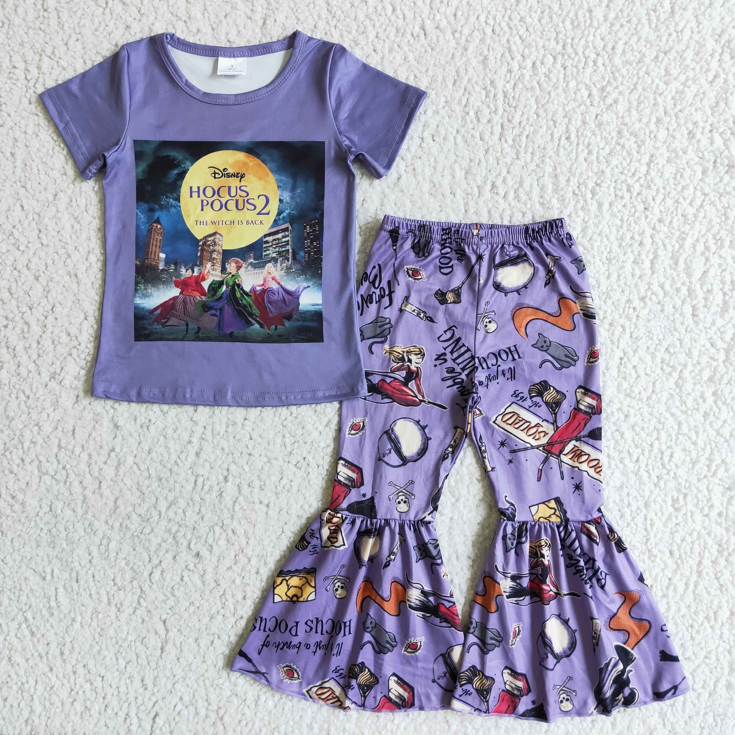 promotion RTS purple short sleeve moon cartoon print pants girl outfit clothes GSPO0132 RTS 202408