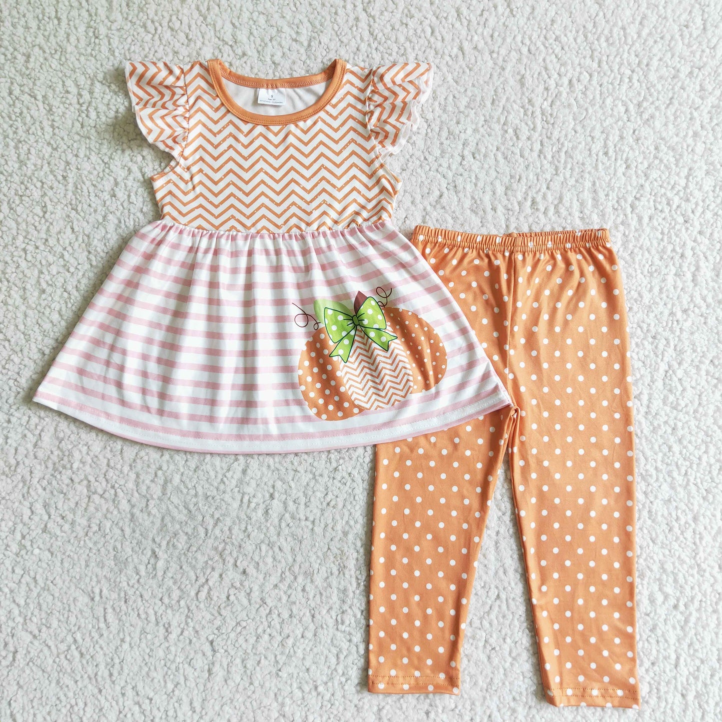 cartoon orange short sleeve dots long pants girl outfit halloween 0817 RTS