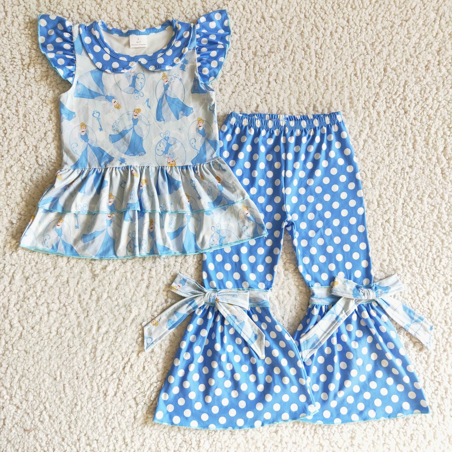 GSPO0200 blue princess short sleeve leopard girl outfit RTS 110