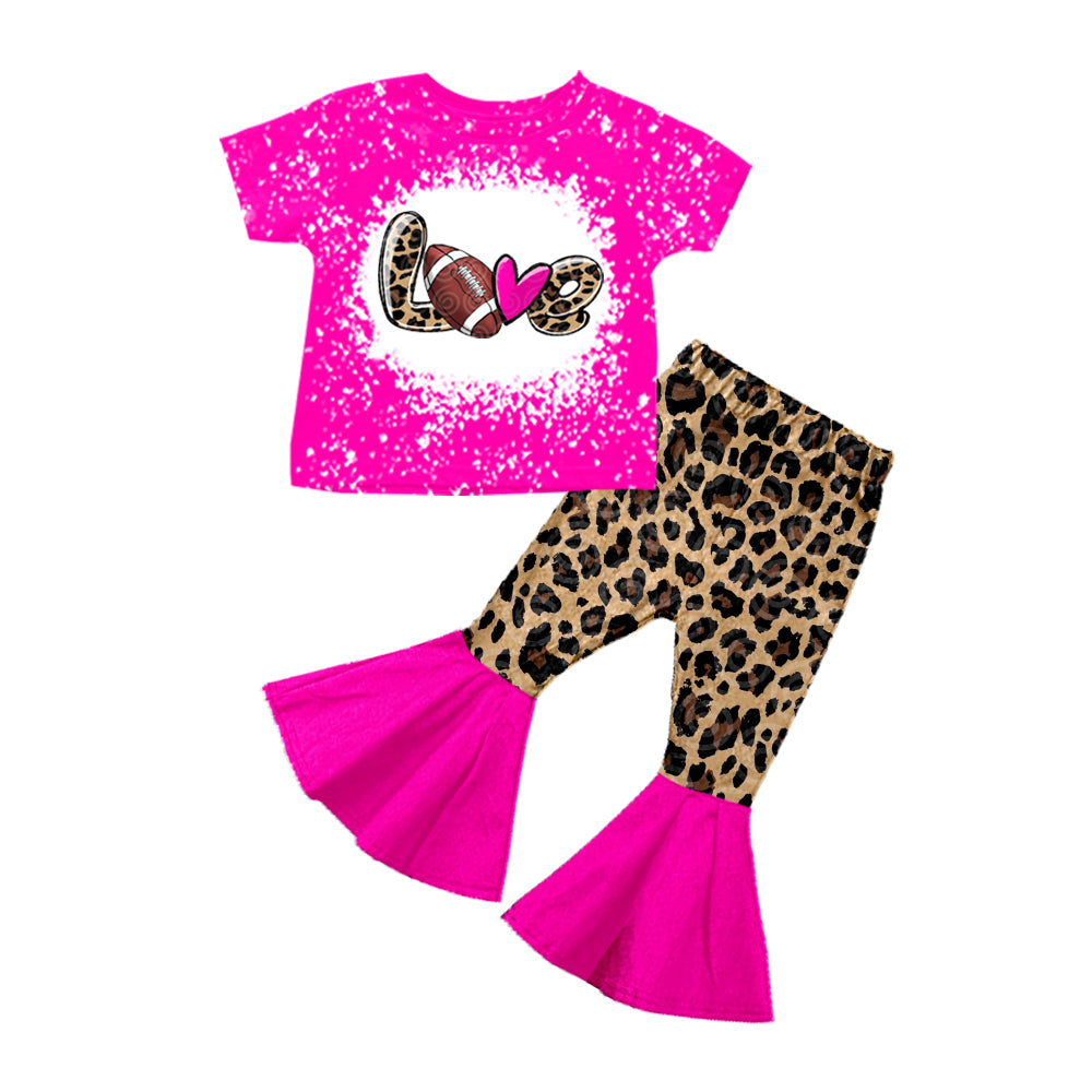 1021 preorder GSPO0253 short sleeve love football leopard girl outfit