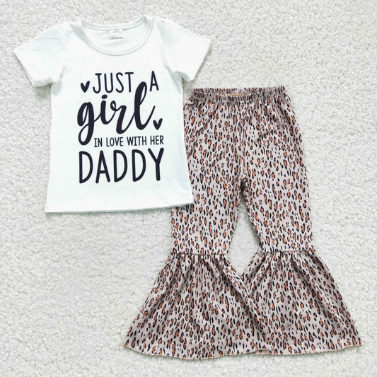 GSPO0266 girl daddy leopard short sleeve girl outfit 1208 RTS