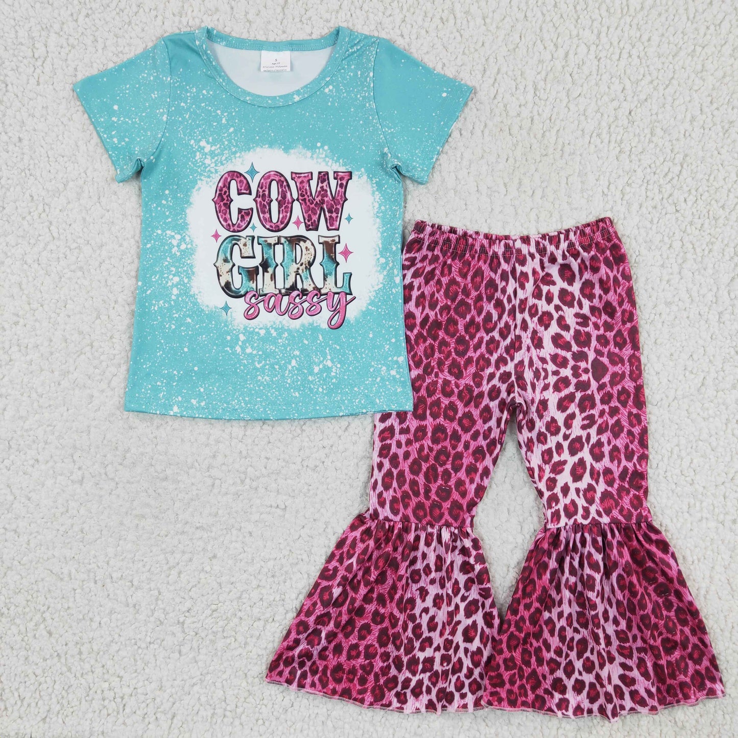 GSPO0307 RTS cow girl sassy short sleeve girl outfit 1214