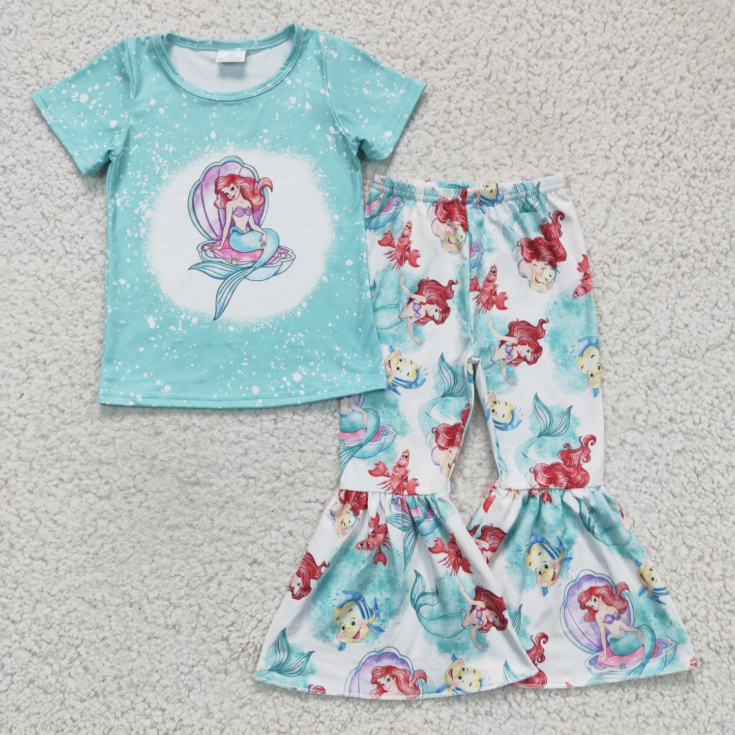 GSPO0310  short sleeve cartoon mermaid 1029 girl outfit 1212 RTS