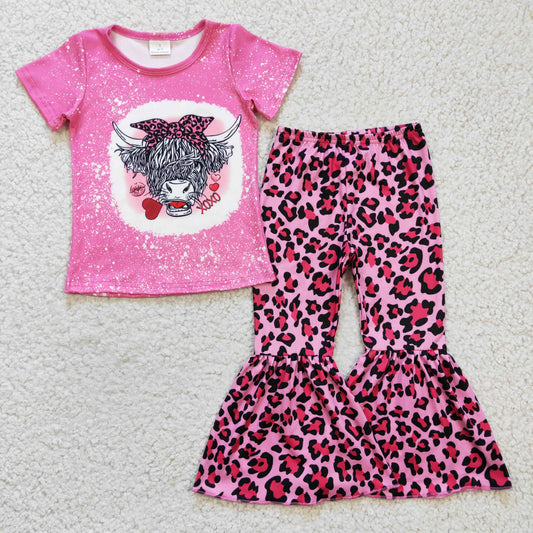 GSPO0334 short sleeve cow western girl pajamas outfit 20230215 RTS