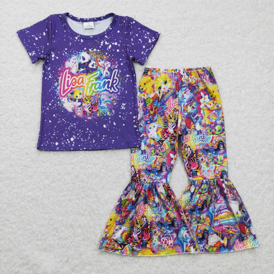 GSPO0343  short sleeve cartoon cat panda purple girl outfit  RTS 20230304 RTS