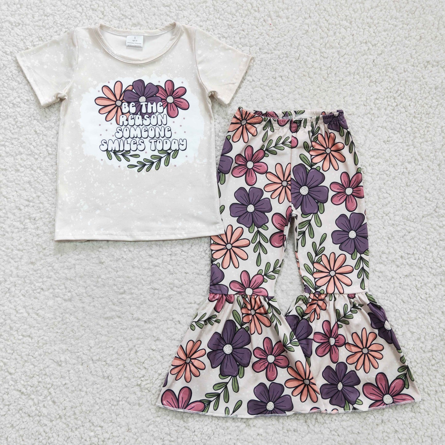 promotion RTS GSPO0348 spring reason smile flower short sleeve girl outfit 20230107