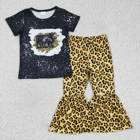 RTS GSPO0352 LOVE YOU short sleeve cow leopard girl outfit 1209