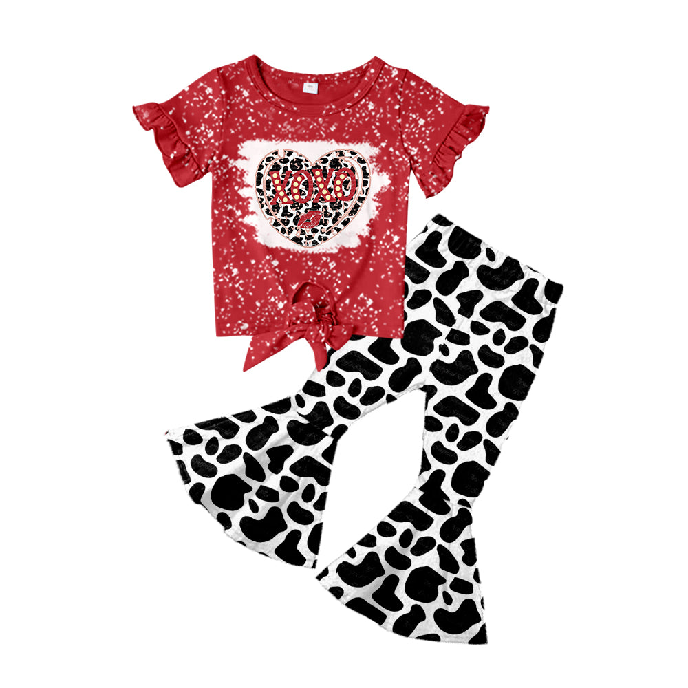 GSPO0365 preorder cow love valentine short sleeve girl outfit 1123