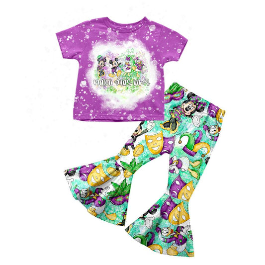 GSPO0375 preorder Mardi Gras short sleeve girl outfit 1123